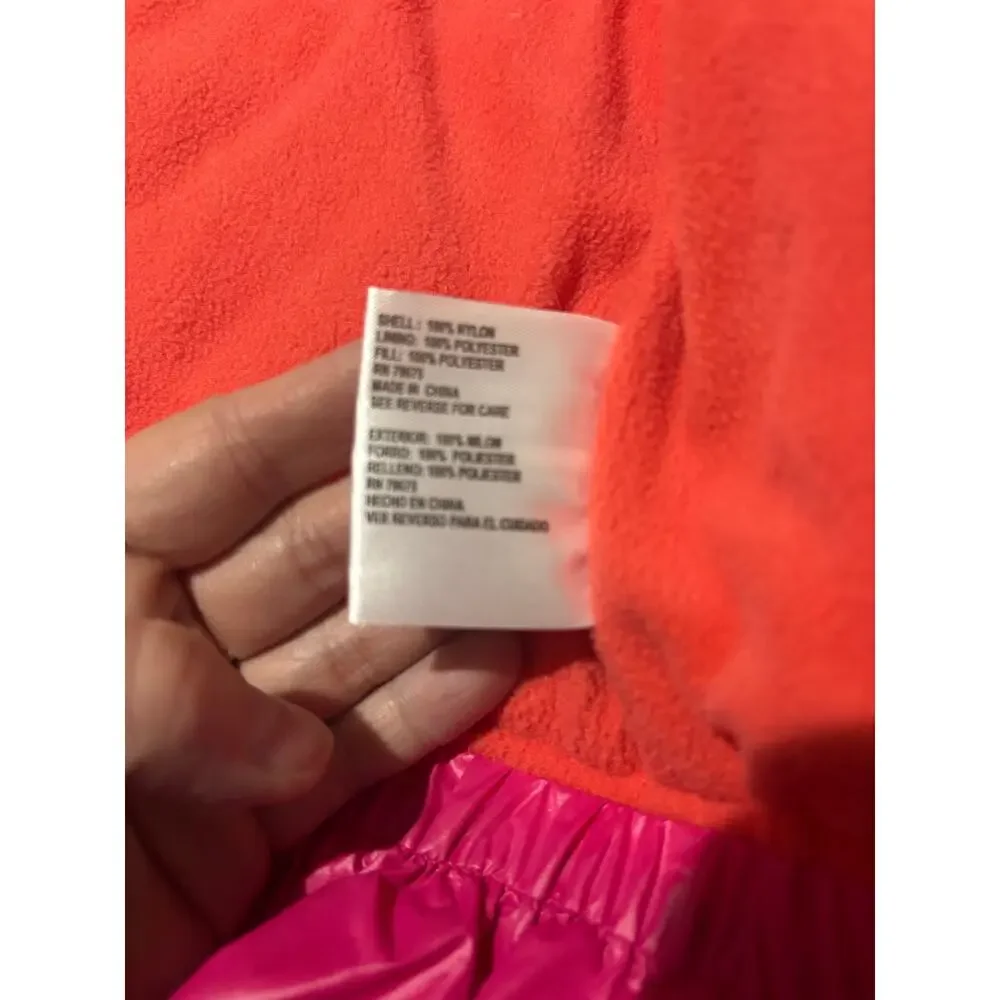 Michael Kors 5/6 hot pink orange hooded jacket ruffled peplum hemline euc